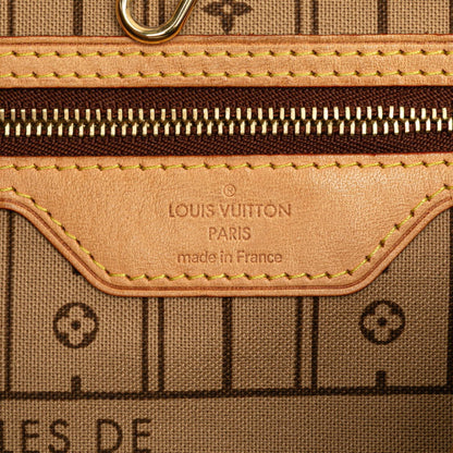Louis Vuitton Monogram Neverfull Mm Shoulder Bag Tote M40156 Brown Leather