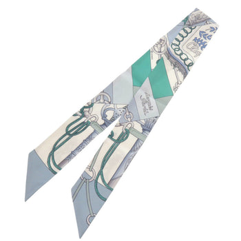 Herms Twilly Cliquetis Silk Green/Blue Scarf/Muffler
