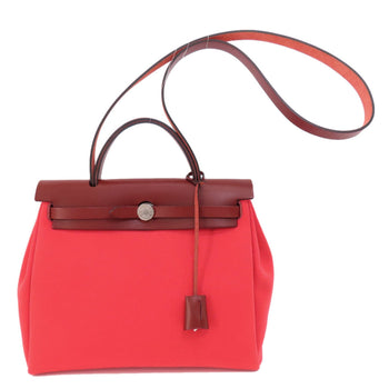 Hermes Airbag Zip Pm Red Handbag Toile Officier