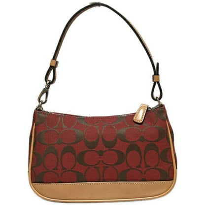 Coach Signature Mini Pouch Shoulder Bag 6094 In Red Leather