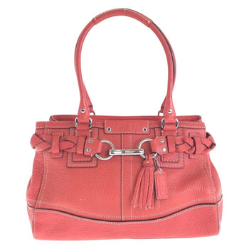 Coach Pink Silver Hardware Leather Tote Bag Shoulder
