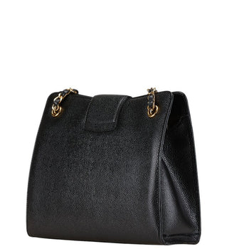 Chanel Coco Mark Chain Shoulder Bag Tote Black Caviar Skin
