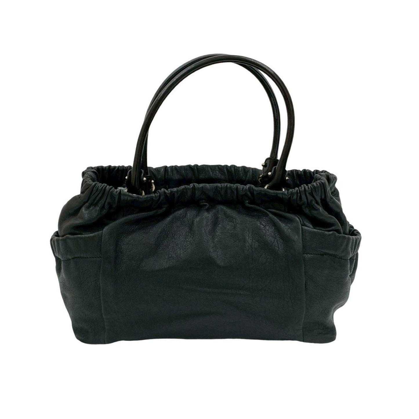 Salvatore Ferragamo Vara Ribbon Logo Hardware Leather Handbag Tote Bag Black 31299