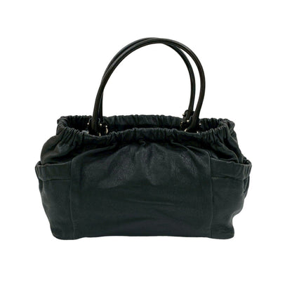Salvatore Ferragamo Vara Ribbon Logo Hardware Leather Handbag Tote Bag Black 31299