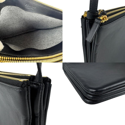 Celine Trio Large Shoulder Bag In Black Leather