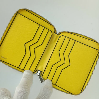 Valextra Zip-Around Card Holder V8L34 In Yellow Grained Calfskin For Men And Women