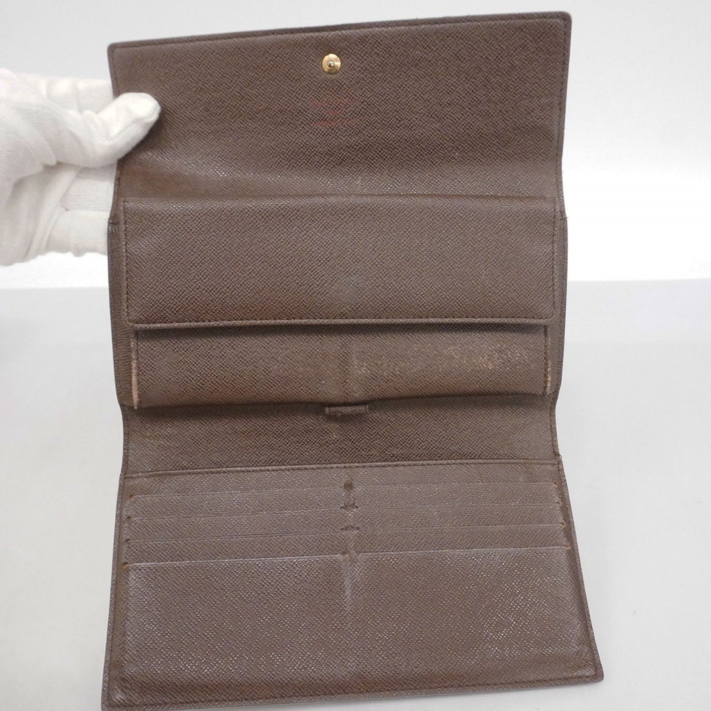 Louis Vuitton Tri-Fold Long Wallet Damier Portefeuille International N61217 Ebene