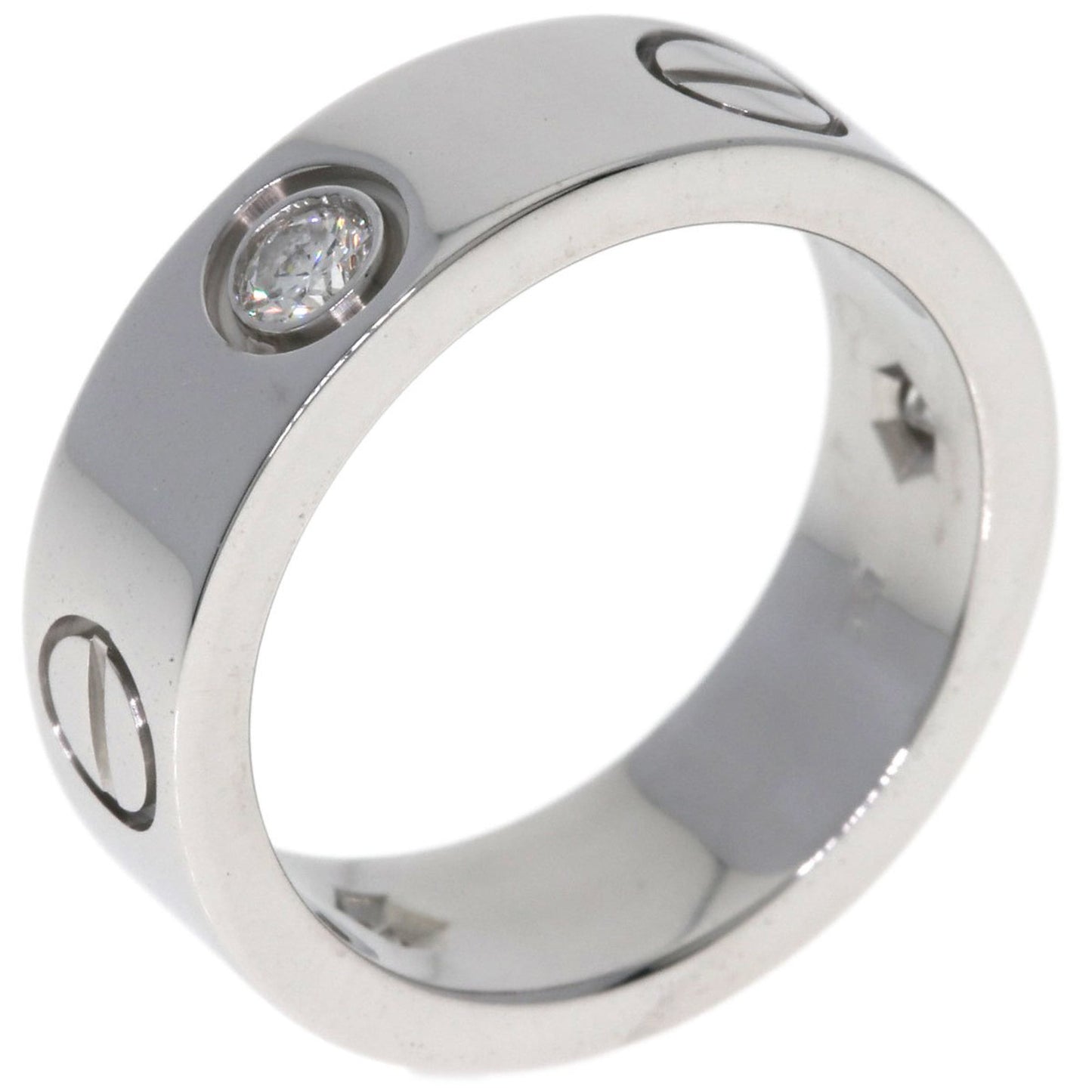Cartier Love Ring Half Diamond #48 18K White Gold