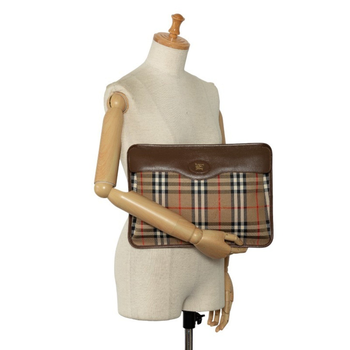 Burberry Nova Check Shadow Horse Clutch Bag In Beige