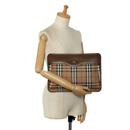 Burberry Nova Check Shadow Horse Clutch Bag In Beige
