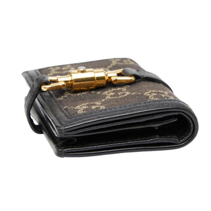 Gucci Jackie 1961 Bifold Compact Wallet 645536 Black Denim Leather