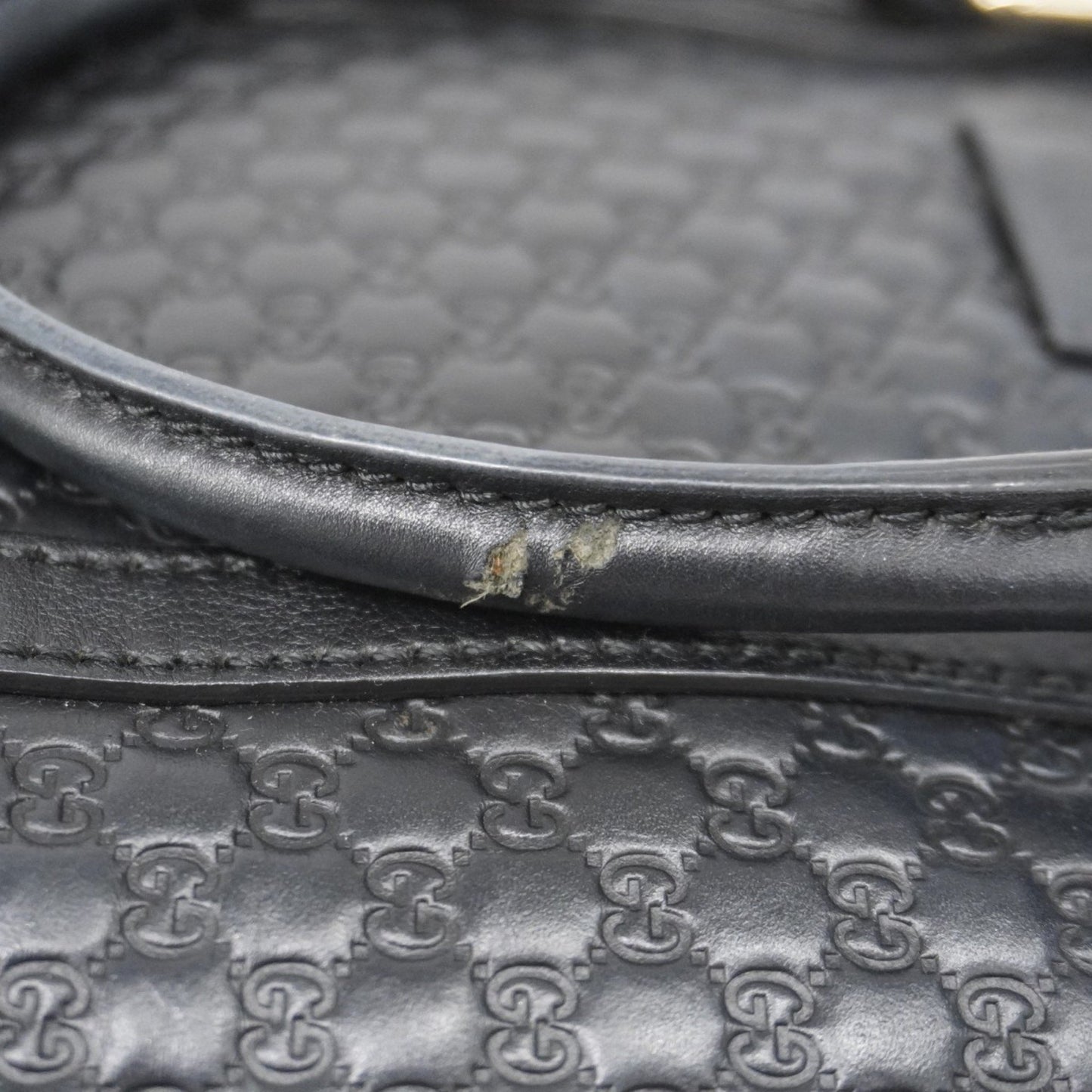 Gucci Micro Guccissima Handbag 449654 Leather Black Champagne