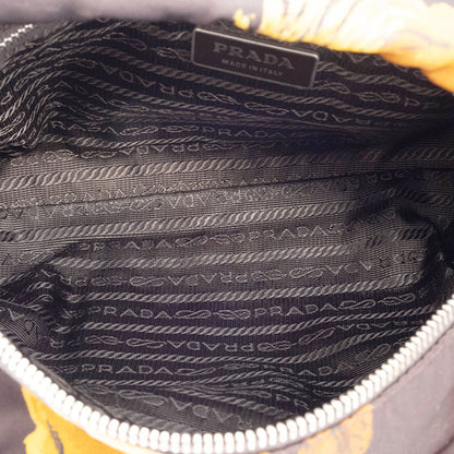 Prada Floral Print Shoulder Bag In Dark Brown