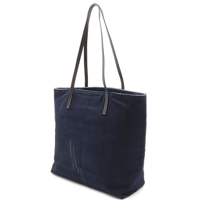 Prada Mistolino Vitello Tote Bag Shoulder Denim Leather Indigo Black 1Bg347