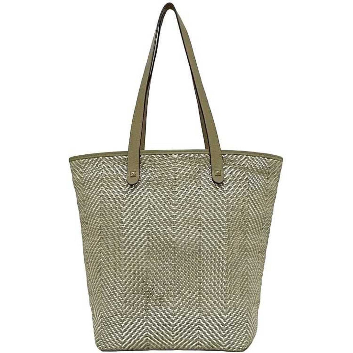 Hermes Tote Bag Chennai Mm Ec-23011 Beige Silver Etoupe Leather Polyester Hermes
