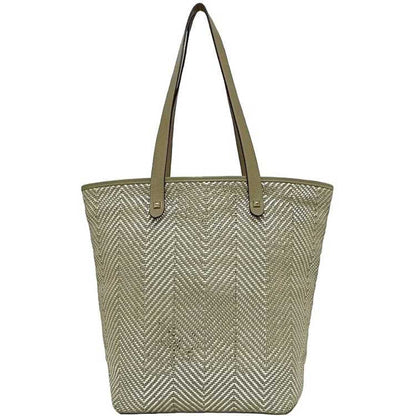 Hermes Tote Bag Chennai Mm Ec-23011 Beige Silver Etoupe Leather Polyester Hermes