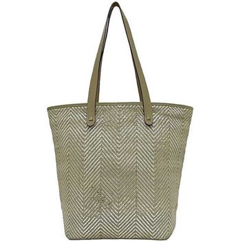 Hermes Tote Bag Chennai Mm Ec-23011 Beige Silver Etoupe Leather Polyester Hermes