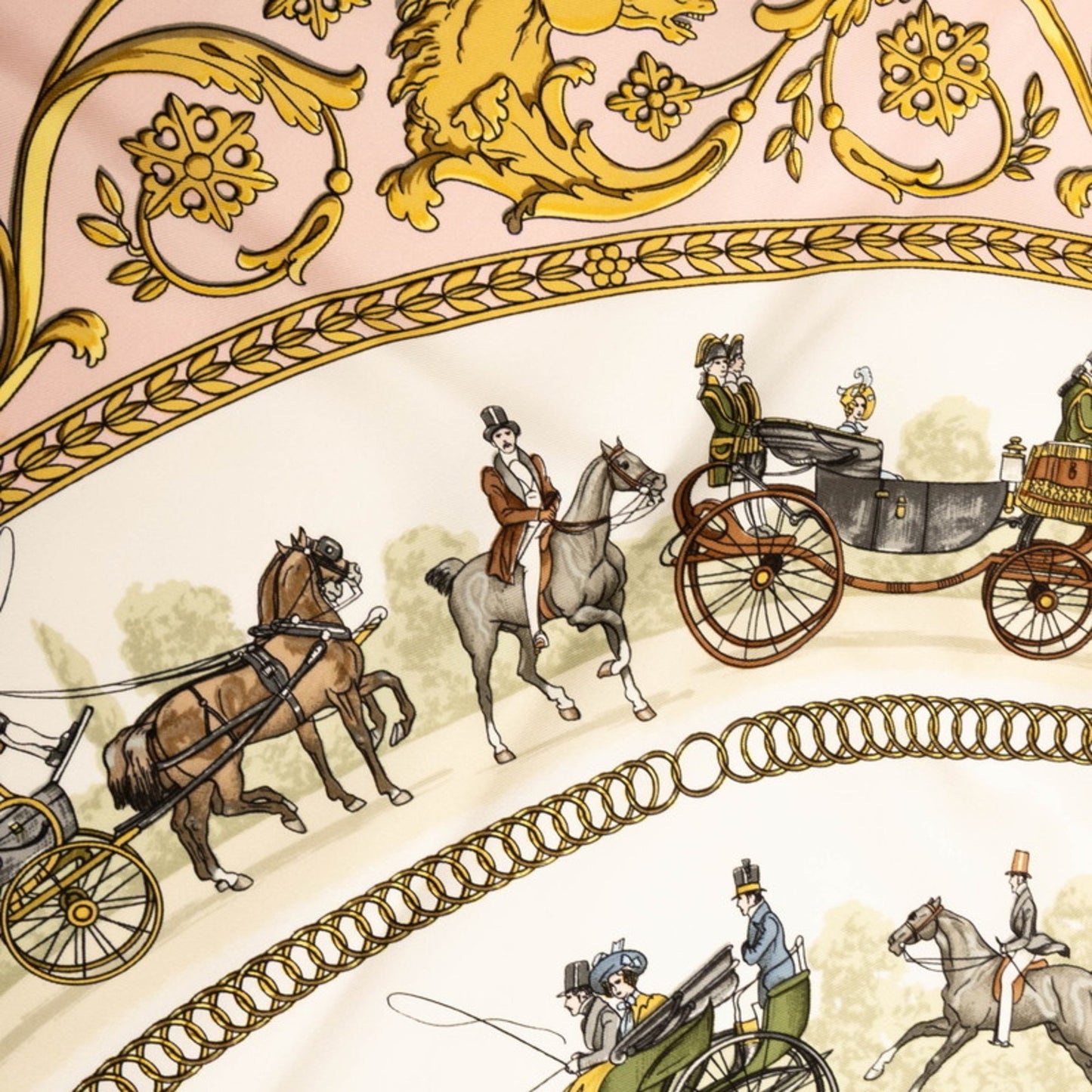 Hermes Herms Carr 90 "La Promenade De Longchamps" Longchamp Stroll Scarf