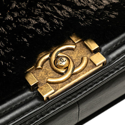 Chanel Coco Mark Boy 25 Crossbody Chain Shoulder Bag In Black Lambskin