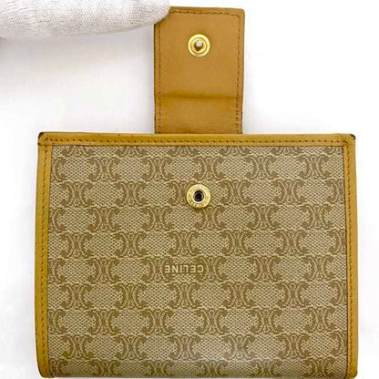 Celine Bi-Fold Wallet Ec-22515 Beige Yellow Macadam Pvc Leather M13 Celine Folding