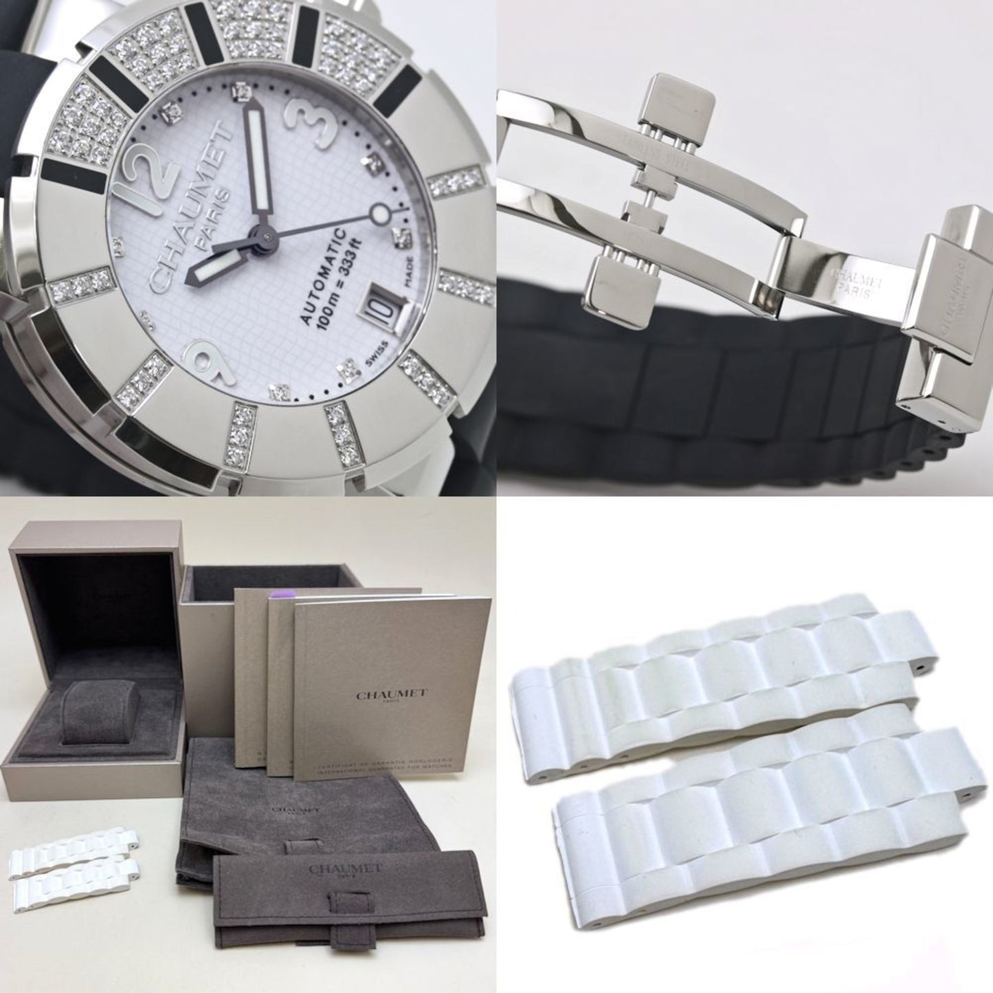 Chaumet Class One Sm W17288-38E Men'S Stainless Steel And Rubber Watch With 8 Diamond Indices Bezel