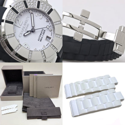 Chaumet Class One Sm W17288-38E Men'S Stainless Steel And Rubber Watch With 8 Diamond Indices Bezel