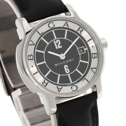 Bvlgari St29S Solotempo Watch Stainless Steel Leather