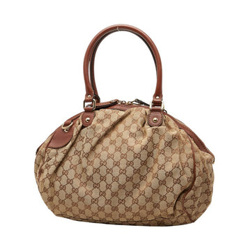 Gucci Gg Canvas Handbag/Shoulder Bag 2-Way 223974 Brown Leather