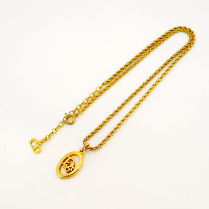 Christian Dior Oval Necklace In Gp-Plated Gold