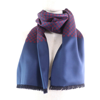 Hermes Silk Angora Anchor Pattern Fringed Shawl/Stole/Scarf