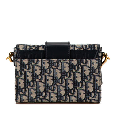 Christian Dior Dior Oblique 30 Montaigne Crossbody Shoulder Bag Navy Beige Leather Jacquard
