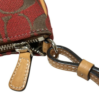 Coach Signature Mini Pouch Shoulder Bag 6094 In Red Leather