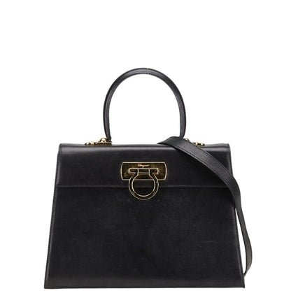 Salvatore Ferragamo Gancini Handbag/Shoulder Bag 2Way O21 2181 Black Leather