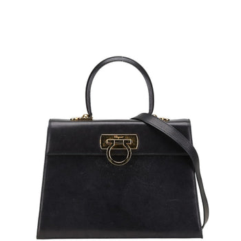 Salvatore Ferragamo Gancini Handbag/Shoulder Bag 2Way O21 2181 Black Leather