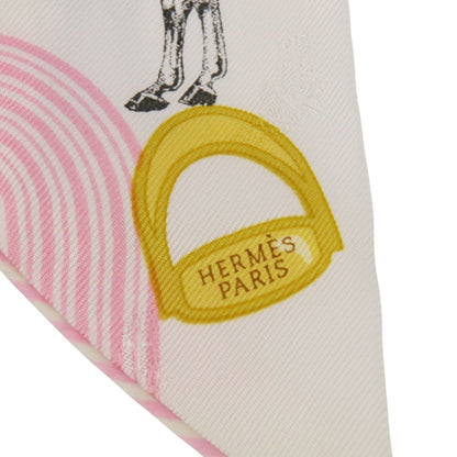Hermes Twilly Garde Robe Pop Silk Scarf/Muffler In White
