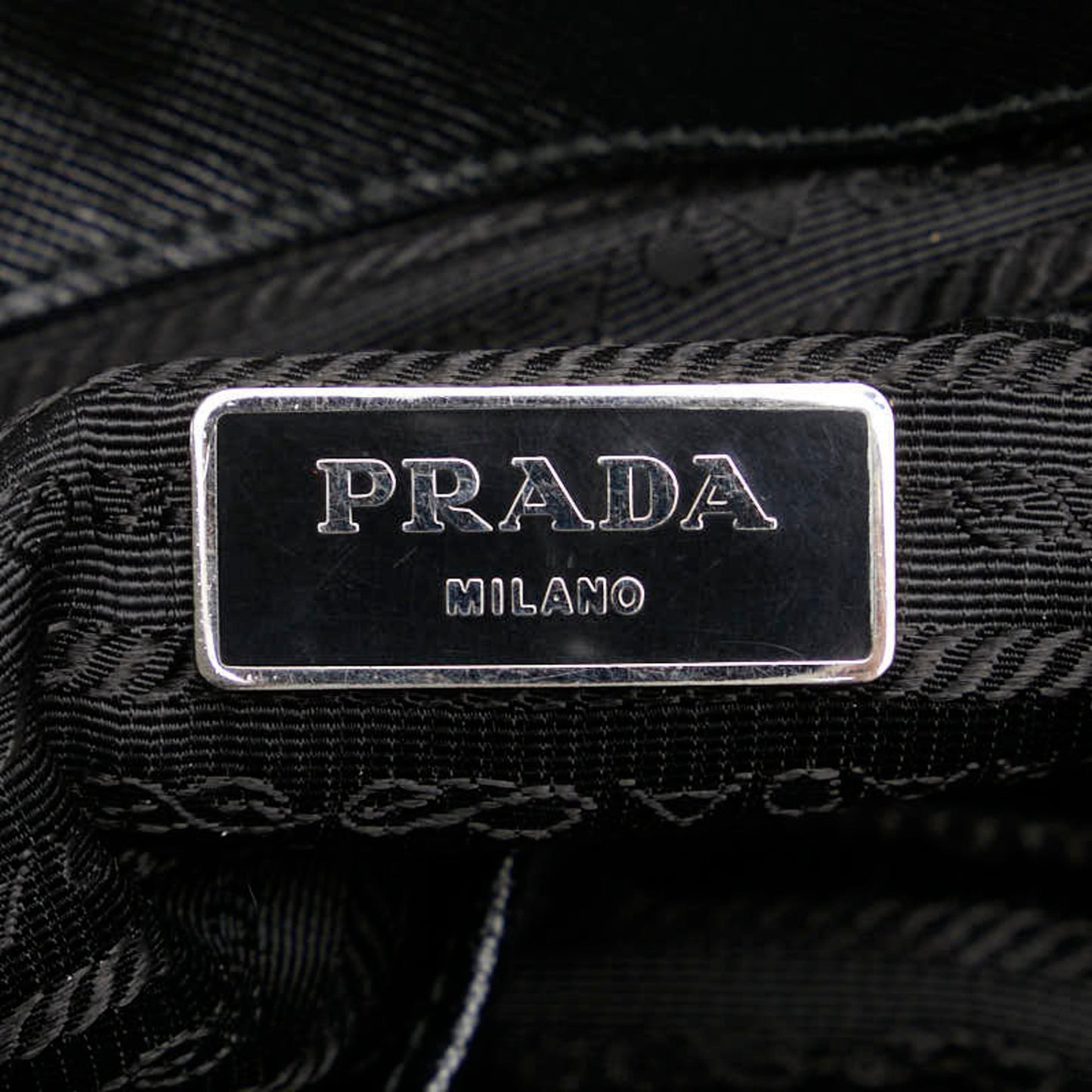Prada Skull Stud Handbag Tote Bag Black Nylon Leather