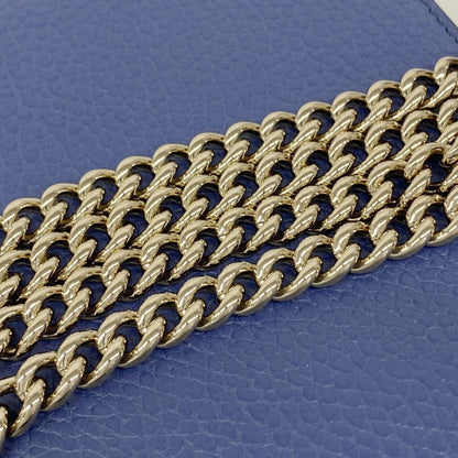 Gucci Interlocking G Shoulder Wallet 510314 Leather Blue Champagne