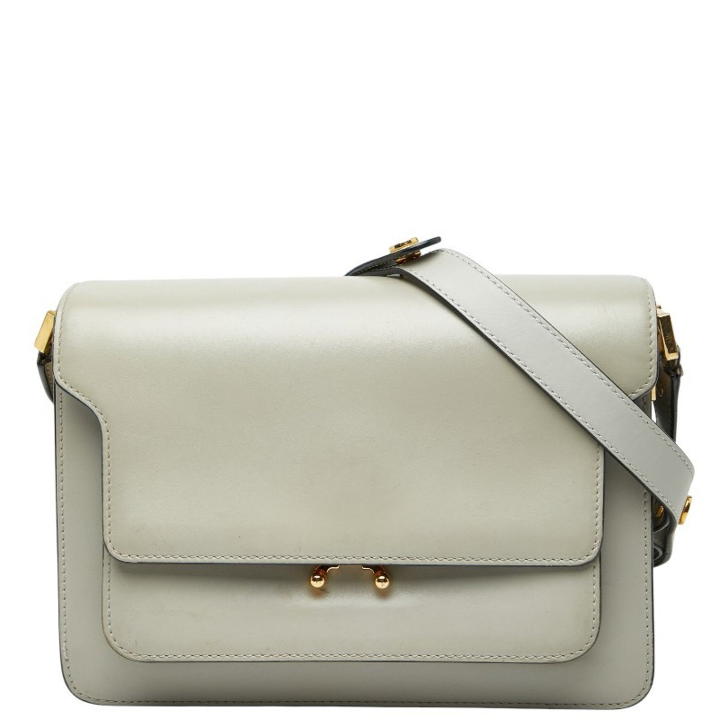 Marni Trunk Shoulder Bag Gray Leather