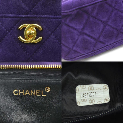 Chanel Shoulder Bag Suede Metal Purple Gold