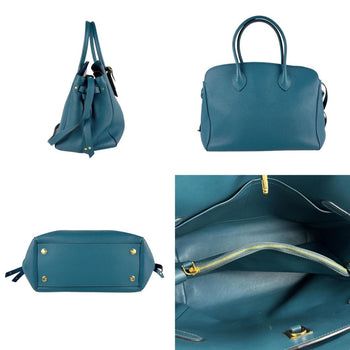 Louis Vuitton Mila Mm Leather Shoulder Bag In Green Blue And Gold
