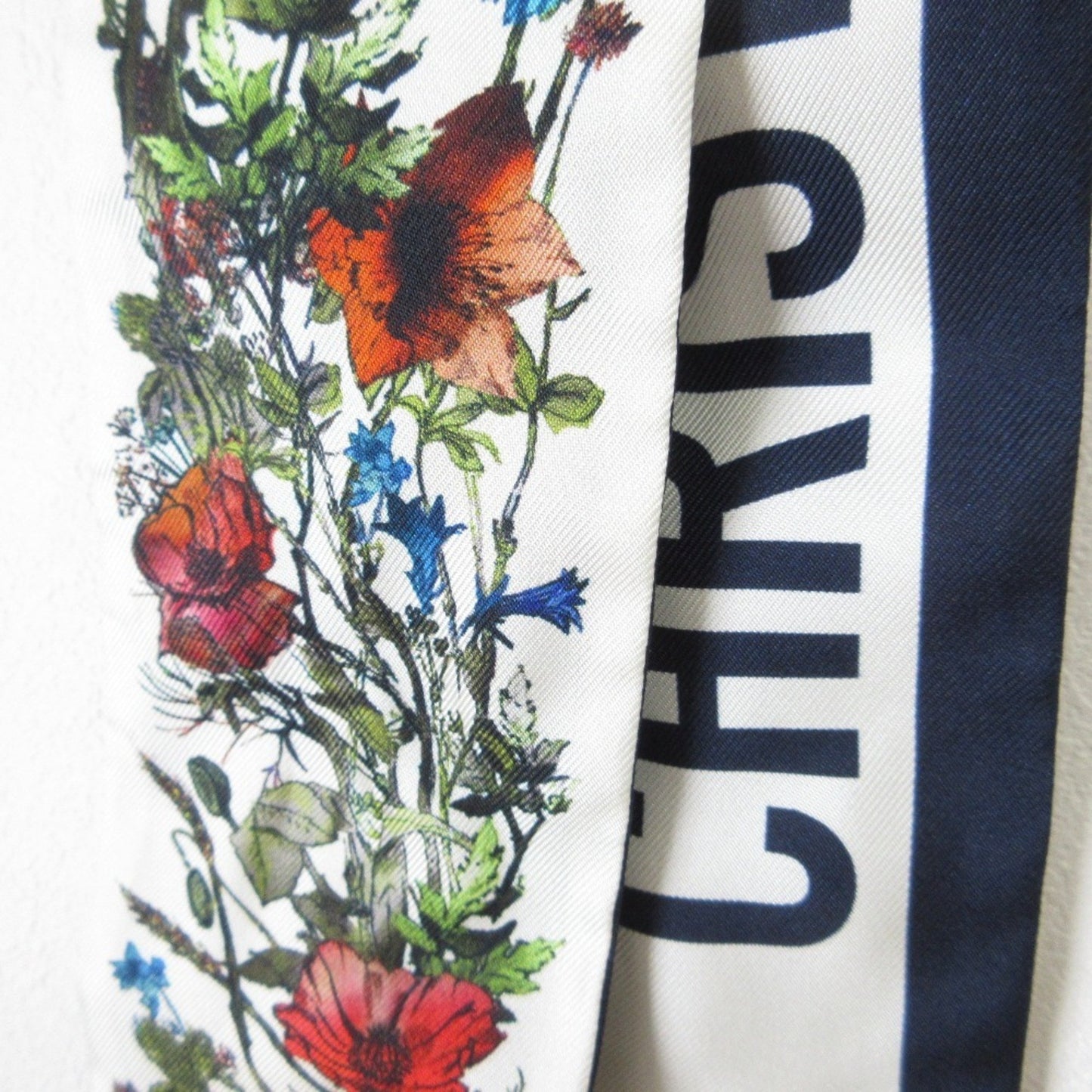 Christian Dior Mitzah Millefiori Floral Silk Scarf/Muffler In Navy
