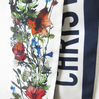 Christian Dior Mitzah Millefiori Floral Silk Scarf/Muffler In Navy