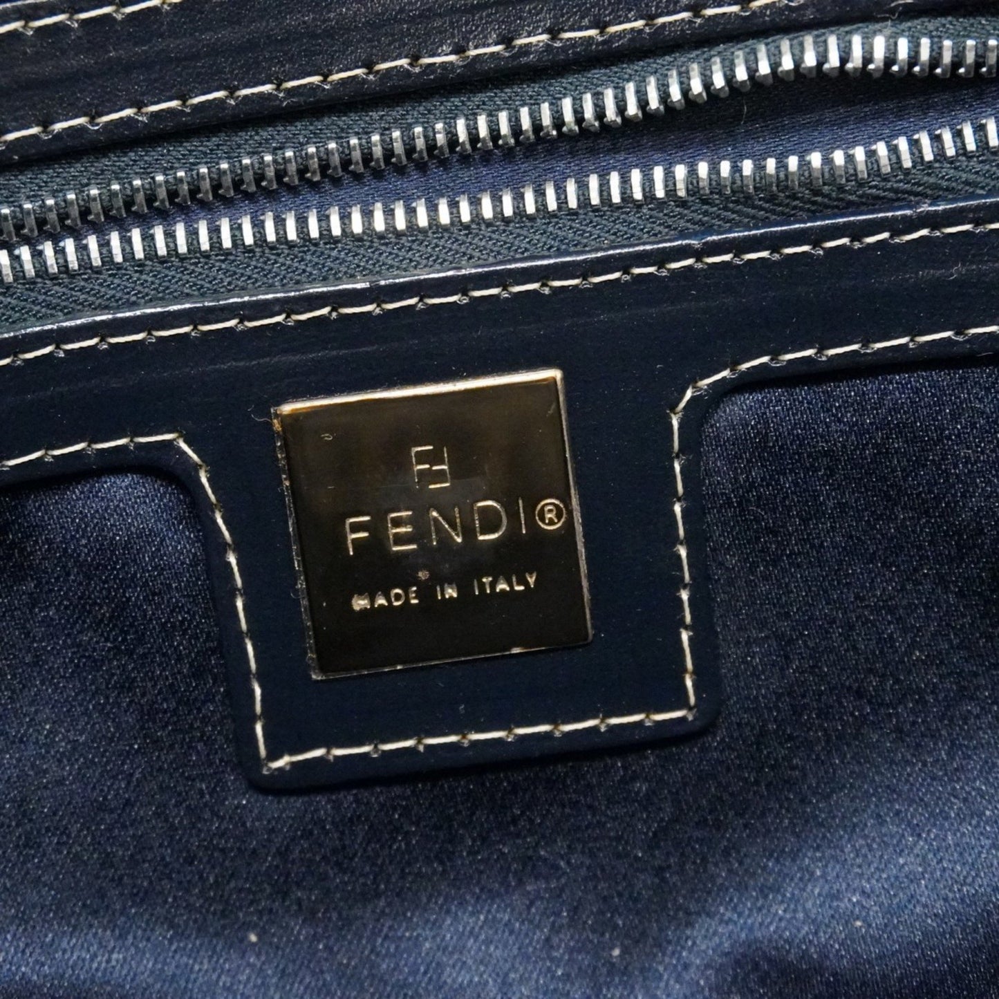 Fendi Zucchino Nylon Canvas Handbag Navy