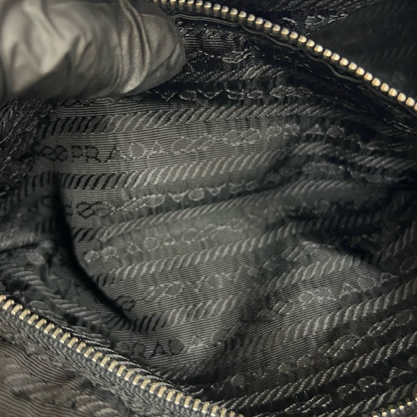 Prada Triangle Logo Tessuto Nylon And Leather Handbag/Semi-Shoulder Bag