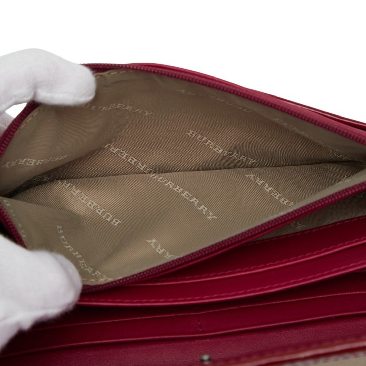 Burberry Nova Check Long Wallet In Red