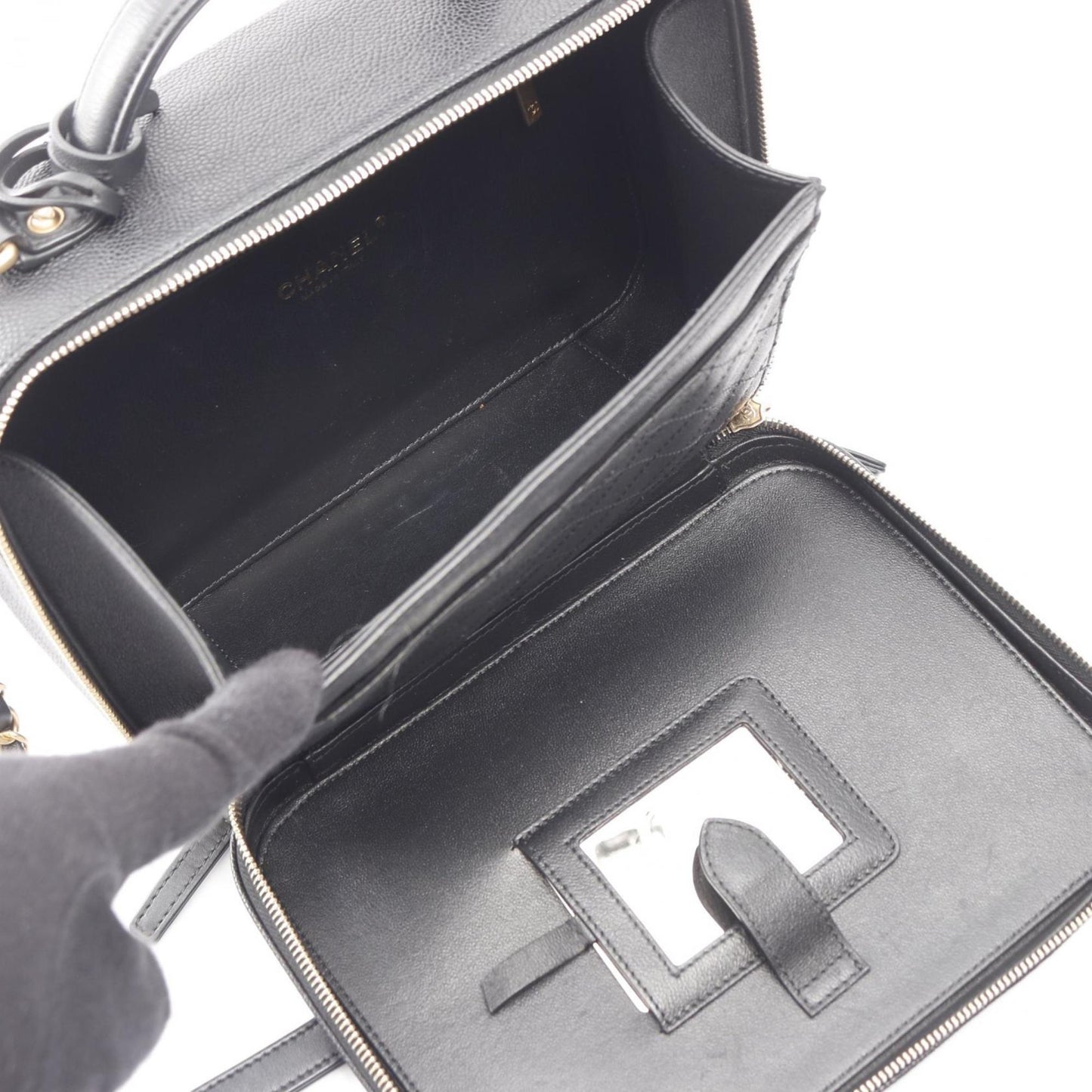 Chanel Cc Filigree Matelasse Vanity Shoulder Bag In Calfskin Leather