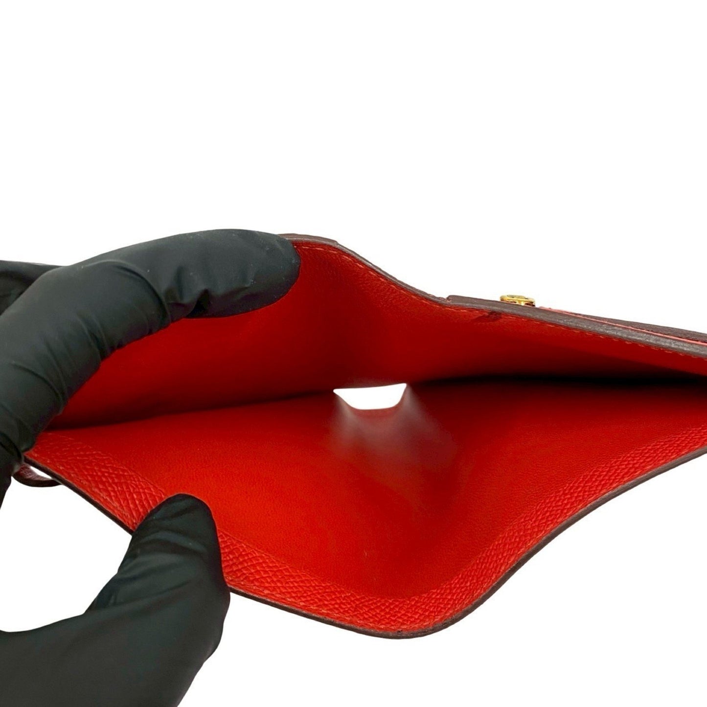 Hermes Bearn Compact Epsom Leather Bifold Wallet Mini Rouge Tomato 35167