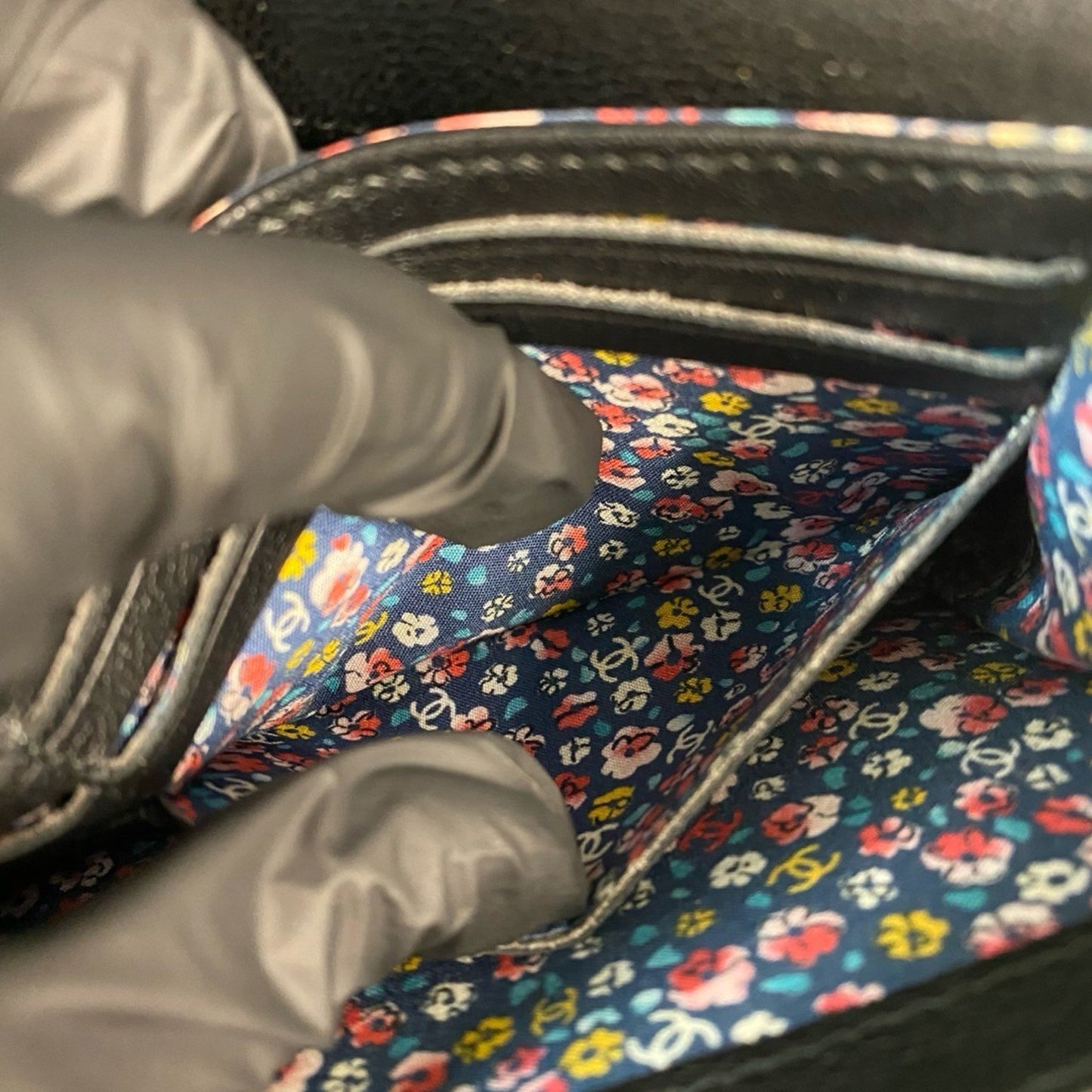 Chanel Coco Mark Clover Motif Leather Long Wallet