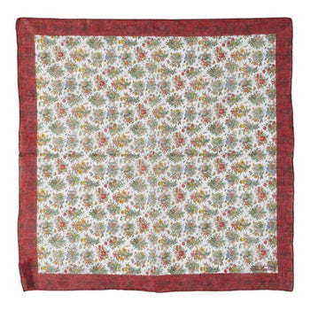 Gucci Floral Botanical Print Scarf/Muffler/Handkerchief In Red