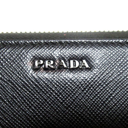 Prada Saffiano Leather Round Zip Long Wallet With Card Slots